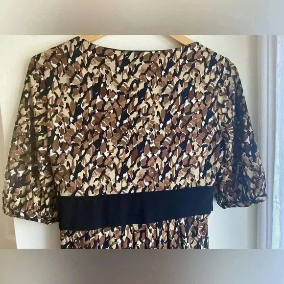 Vintage Evan Picone Satin Party Cocktail Dress 90s Wrap Half Sleeve V Neck Brown - Picture 5 of 10